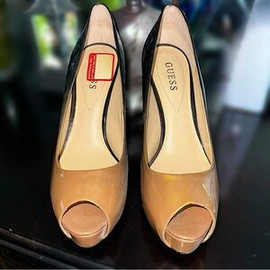 Guess Pumps Women’s Size 10 Brown Patent Leather Ombré Open Toe Stiletto Heel